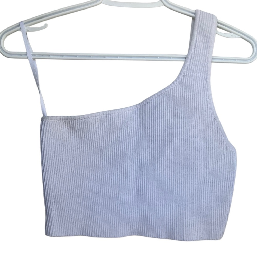 Aritzia Babaton sculpt one shoulder top white large